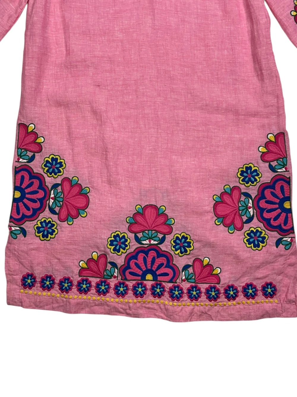 Boden Cleo Linen Dress 12L Pink Floral Embroidered Resortwear MISSING BELT - Picture 14 of 16